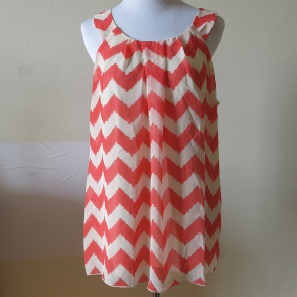 MAURICES Chevron Stripe Lined Sleeveless Top Blouse - Size 0 - Picture 1 of 7